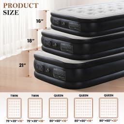 JHK Queen Twin Size Air Mattress Blow Up Double Height Non-Slip Bottom Weight Capacity 660 lbs Air Bed for Bed Home or Camping