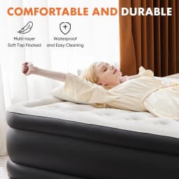 JHK Queen Twin Size Air Mattress Blow Up Double Height Non-Slip Bottom Weight Capacity 660 lbs Air Bed for Bed Home or Camping