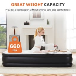 JHK Queen Twin Size Air Mattress Blow Up Double Height Non-Slip Bottom Weight Capacity 660 lbs Air Bed for Bed Home or Camping