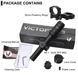 VictOptics S6 1-6x24 SFP Riflescope With Red&Green Illumination Turret lock System Wide Field of View Design For AR 15 .223 5.56