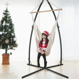 Homfa C-Type/ X-Type Hammock Chair Stand Solid Steel Frame With Hook for Porch Swing Hammock Chair Adjustable High 210cm
