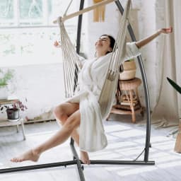 Homfa C-Type/ X-Type Hammock Chair Stand Solid Steel Frame With Hook for Porch Swing Hammock Chair Adjustable High 210cm