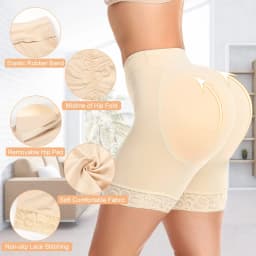 POP CLOSETS Women Hip Padded Booty Lifter Shapewear Thicker Enhancer Removable 4 Pads Control Panty for Bigger Butt