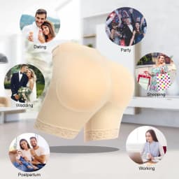 POP CLOSETS Women Hip Padded Booty Lifter Shapewear Thicker Enhancer Removable 4 Pads Control Panty for Bigger Butt