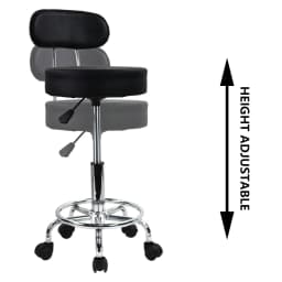 KKTONER PU Leather Rolling Stool Mid-Back with Footrest Height Adjustable Office Computer Home Drafting Swivel Task Chair