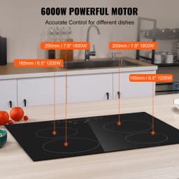 SucceBuy 2/4/5 Burners Built-in Induction Stove Top 12/24/30in Ceramic Glass Electric Cooktop For Household Commercial Cooking
