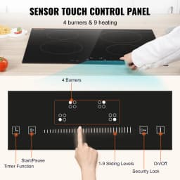 SucceBuy 2/4/5 Burners Built-in Induction Stove Top 12/24/30in Ceramic Glass Electric Cooktop For Household Commercial Cooking