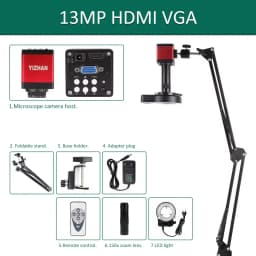YIZHAN Digital Microscope 4K FULL HD HDMI VGA 1080P Industrial Camera C-Mount Via Type Measurement 150x Lens For Soldering Phone