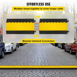 SucceBuy 1 Pack 5 Channels Cable Protectors Ramp Heavy Duty Cable Cover Guard Wire Cord Ramp Driveway Rubber Traffic Speed Bumps