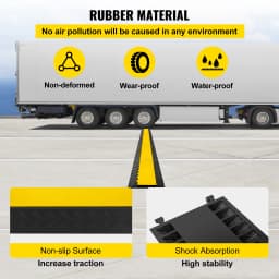 SucceBuy 1 Pack 5 Channels Cable Protectors Ramp Heavy Duty Cable Cover Guard Wire Cord Ramp Driveway Rubber Traffic Speed Bumps