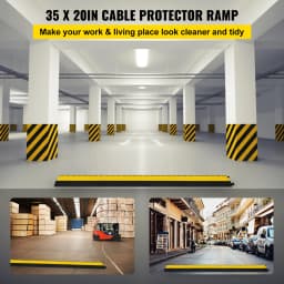 SucceBuy 1 Pack 5 Channels Cable Protectors Ramp Heavy Duty Cable Cover Guard Wire Cord Ramp Driveway Rubber Traffic Speed Bumps