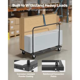SucceBuy 1800Lbs Drywall Panel Dolly Steel Truck Cart with 5in Swivel Casters & Tie-Down Strap Lumber Cart for Factory Warehouse