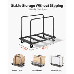 SucceBuy 1800Lbs Drywall Panel Dolly Steel Truck Cart with 5in Swivel Casters & Tie-Down Strap Lumber Cart for Factory Warehouse