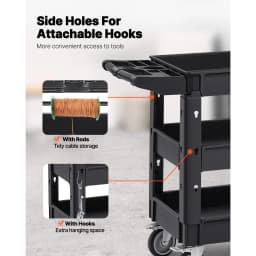 SucceBuy 2/3 Shelf Utility Service Cart Dolly with 360° Swivel Wheels Ergonomic Storage Handle for Warehouse/Garage/Cleaning