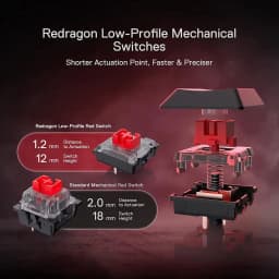 Redragon K618 Horus Wireless RGB Mechanical Keyboard, Bluetooth/2.4Ghz/Wired Tri-Mode Low Profile Gaming Keyboards
