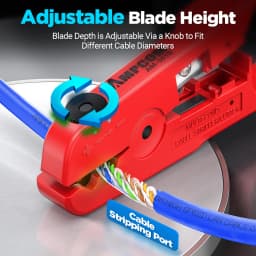 AMPCOM Wire Stripper Ethernet Cable Cutter Round Cable Cutting Tool Lan Cable Stripping Tool for CAT7 CAT6 CAT5E CAT5 Round Wire