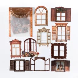 10 Sheets Vintage Hollow Door Window Sticker Diy Diary Decoration Plant Flower INS Sticker Album Scrapbooking Kawaii Stationery
