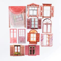 10 Sheets Vintage Hollow Door Window Sticker Diy Diary Decoration Plant Flower INS Sticker Album Scrapbooking Kawaii Stationery