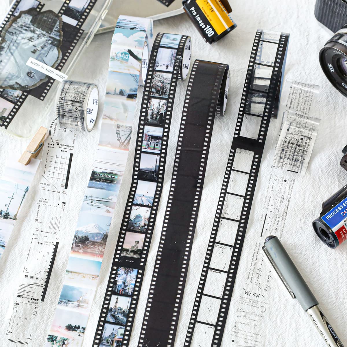 25mm*2m Retro Film Theme PET Tapes DIY Scrapbooking Collage Stationery Decor Journalling Materials Ins Adhesive Tapes