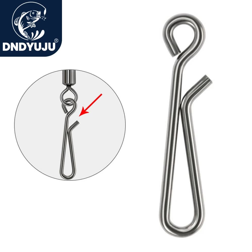 DNDYUJU 30/50/100pcs Stainless Steel Fishing Lure Snap Fishing Swivel Quick Buckle Fishing Barrel Swivel Pin Fishing Accessories