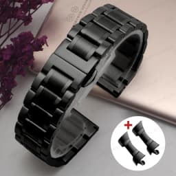 Arc Flat End Solid Stainless Steel Watchband for Tissot Butterfly Clasp Strap 12 13 14 15 16 17 18 19 20 21 22 23 24mm Universal