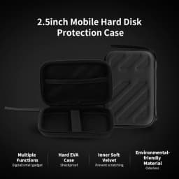 External Hard Drive Disk Case Shockproof EVA Case 2.5in HDD with Mesh Pocket and Soft Inner Fabric Carrying Case for Office Use