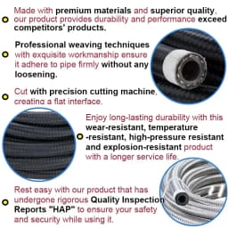 1M-6M AN4 AN6 AN8 AN10 AN12 Universal Car Fuel Hose Oil Gas Cooler Hose Line Pipe Tube Stainless Steel Braided Inside CPE Rubber