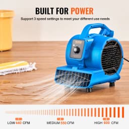 SucceBuy Floor Blower 1360 RPM 600 CFM Air Mover for Drying and Cooling Portable Dryer for Janitorial Home Plumbing Commercial