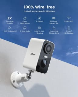 IeGeek 2K Wireless Security Camera Outdoor Colorful Night Vision, Rechargeable Battery CCTV Camera Systems, WiFi Home