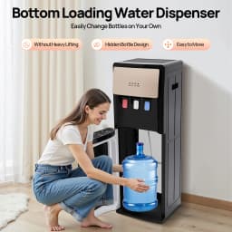 Electric Hot and Cold Water Cooler Dispenser, Versatile Standing Bottom Loading Water Dispenser for Home Office, 110V US/220V EU