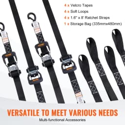 SucceBuy 4pcs Trailer Ratchet Tie Down Straps with Padded Handles Hook Brake Binding Belt for Moving Securing Cargo Motorcycle