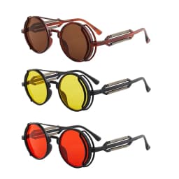 Classic Gothic Steampunk Sunglasses Luxury Brand Designer High Quality Men and Women Retro Round Pc Frame Sunglasses