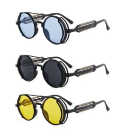 Classic Gothic Steampunk Sunglasses Luxury Brand Designer High Quality Men and Women Retro Round Pc Frame Sunglasses
