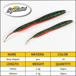 2019 New Supercontinent Needle-tailed Straight Worm Now Hot 100mm/10pcs Double Color Silicone Bait