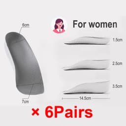 Arch Support Height Increase Insoles Half Pads Orthopedic Breathable Memory Foam 7 Points Lifts Shoe Pads Flat Feet Support