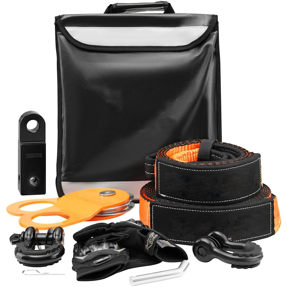 SucceBuy Off-Road Winch Recovery Kit with 30000Lbs Tow Straps & D-Ring Shackles Snatch Block Storage Bag for ATV Jeep Truck