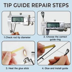 5Pcs Fishing Rod Tip Guides Repair Kit Stainless Steel Frames Ceramics Rings Black Rod Building Guide Eye Building Repair 6#~16#