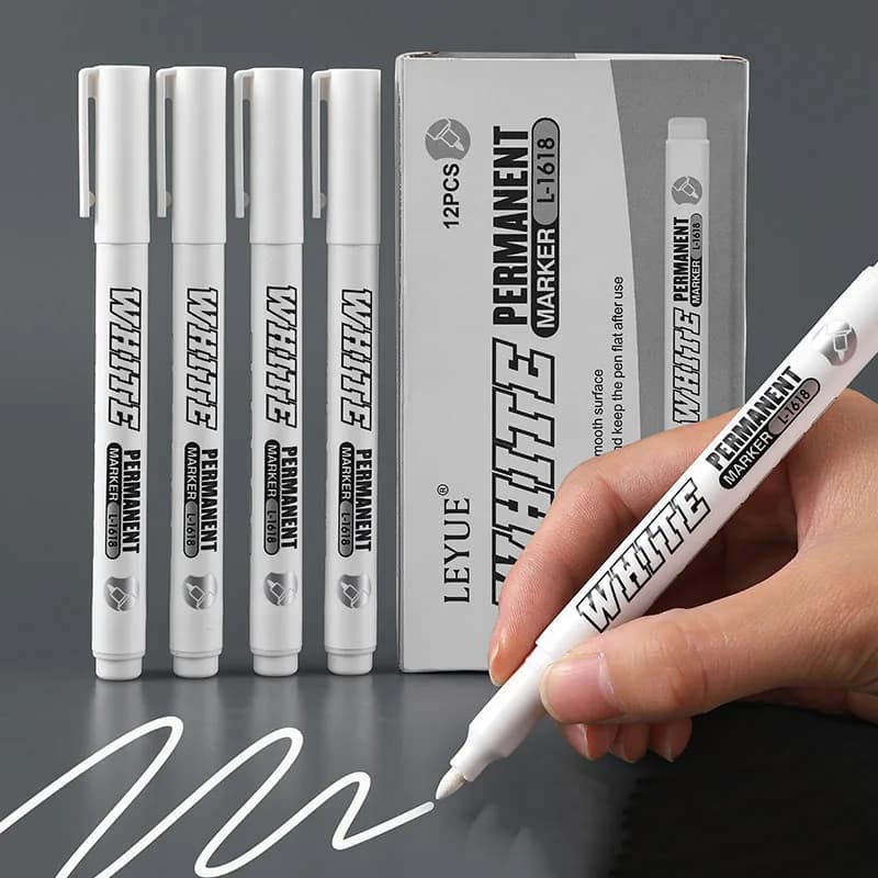 New 1/2/3PCS Waterproof Metal Marker Permanent White Paint Pen Washing Art Painting Graffiti Pens Fabric Wood Leather Marker1MM