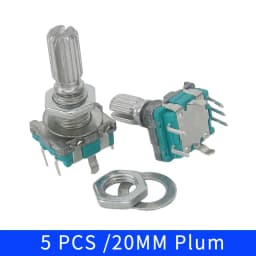 5PCS/LOT 20 Position 360 Degree Rotary Encoder EC11 w Push Button 5Pin Handle Long 15/20MM With A Built In Push Button Switch