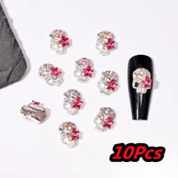 10Pcs Full Glitter Punk Cross Nail Charms 7*11.5cm Silver/Gold Metal Cross Nail Art Decoration 3D Luxury Classic Cross Manicure