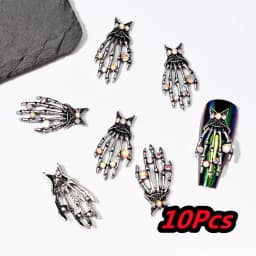 10Pcs Full Glitter Punk Cross Nail Charms 7*11.5cm Silver/Gold Metal Cross Nail Art Decoration 3D Luxury Classic Cross Manicure