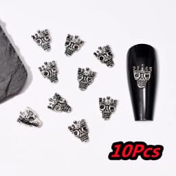 10Pcs Full Glitter Punk Cross Nail Charms 7*11.5cm Silver/Gold Metal Cross Nail Art Decoration 3D Luxury Classic Cross Manicure