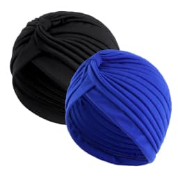 2pcs/lot Stretch Turbans Head Beanie Cover Twisted Pleated Headwrap Assorted Colors Hair Cover Beanie Hats for Women Girls
