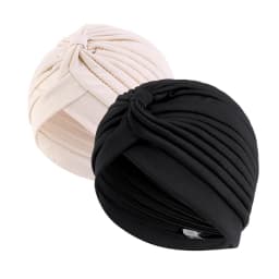 2pcs/lot Stretch Turbans Head Beanie Cover Twisted Pleated Headwrap Assorted Colors Hair Cover Beanie Hats for Women Girls