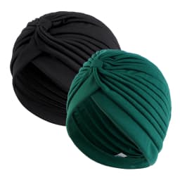 2pcs/lot Stretch Turbans Head Beanie Cover Twisted Pleated Headwrap Assorted Colors Hair Cover Beanie Hats for Women Girls