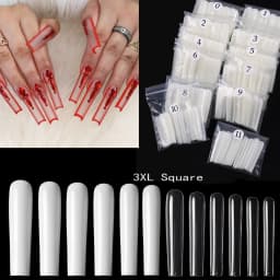 120pcs 3XL Square Straight Extra Long Full Cover False Nail Artificial Acrylic False Nail Tips Clear Press On Nail Manicure Tool