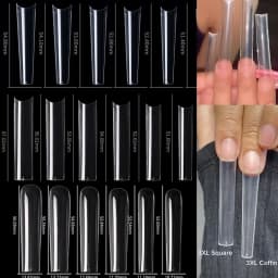 120pcs 3XL Square Straight Extra Long Full Cover False Nail Artificial Acrylic False Nail Tips Clear Press On Nail Manicure Tool