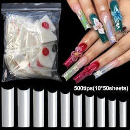 240PCS/Box False Nail Tips Square Straight Extra Long Half Cover Nails Artificial Acrylic False Nail Tips Press On Manicure Tool