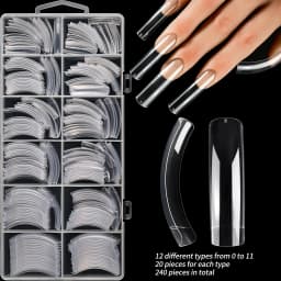 240PCS/Box False Nail Tips Square Straight Extra Long Half Cover Nails Artificial Acrylic False Nail Tips Press On Manicure Tool