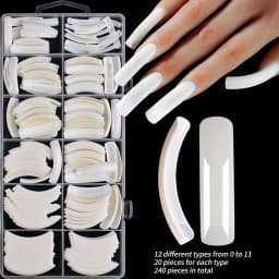 240PCS/Box False Nail Tips Square Straight Extra Long Half Cover Nails Artificial Acrylic False Nail Tips Press On Manicure Tool